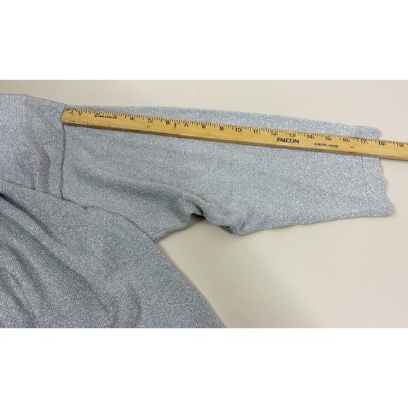 VTG Lisa Originals XL Silver Sparkly Button Up Cardigan Rayon Blend Metallic EUC - Picture 3 of 8